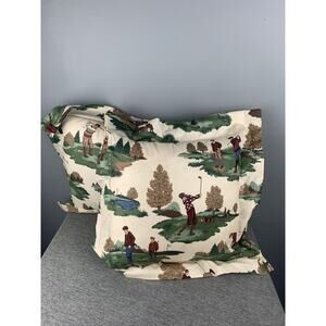 Golf Themed Decorative Throw Pillow 12” Square Custom Made Set of TWO‎